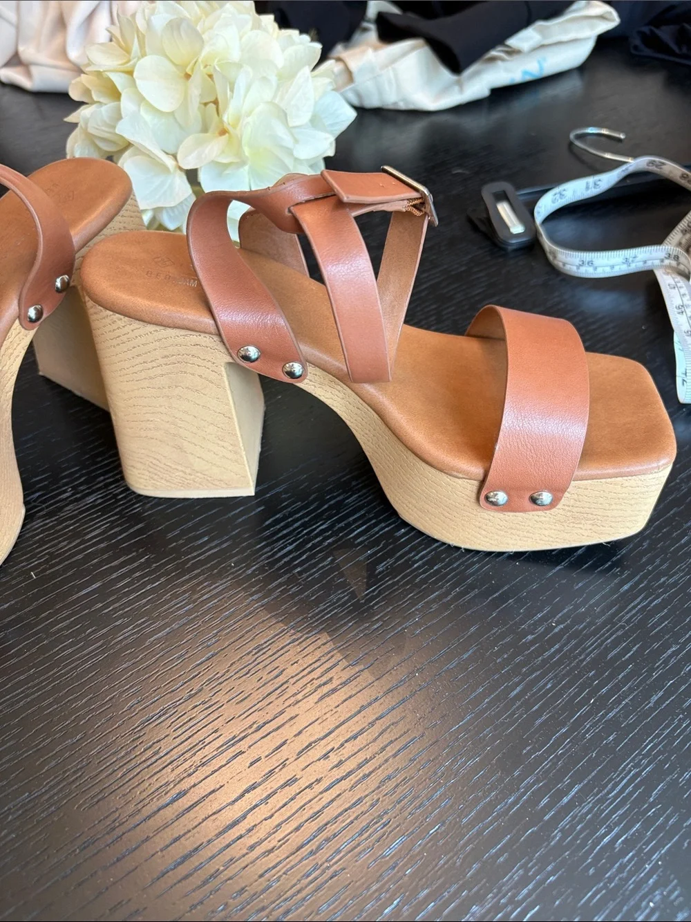 Call It Spring Brown Platform Block Heel Sandals